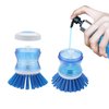 Dish Brush with Soap Dispenser for Dishes Pot Pan Kitchen Sink Scrubbing, Blue 2pcs