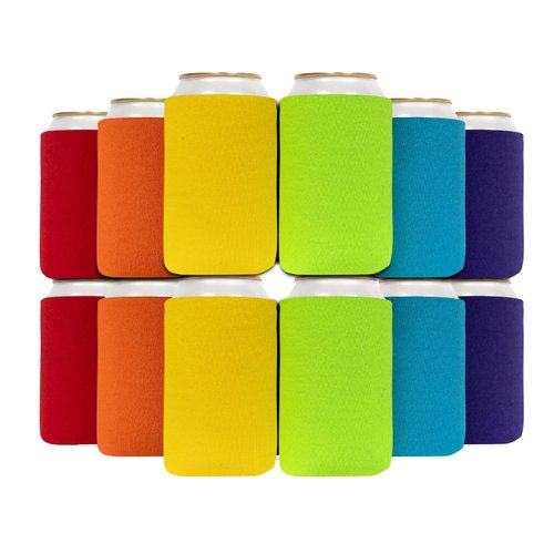 QualityPerfection Can Cooler Sleeve, 12 Oz Foam Collapsible Cooler Can Cover, Insulated Can Cooler, 4mm Thick Beer Cover & Soda Can Cover, 12 Pack Cooler Can Covers, (12 Pack) Mix Colors
