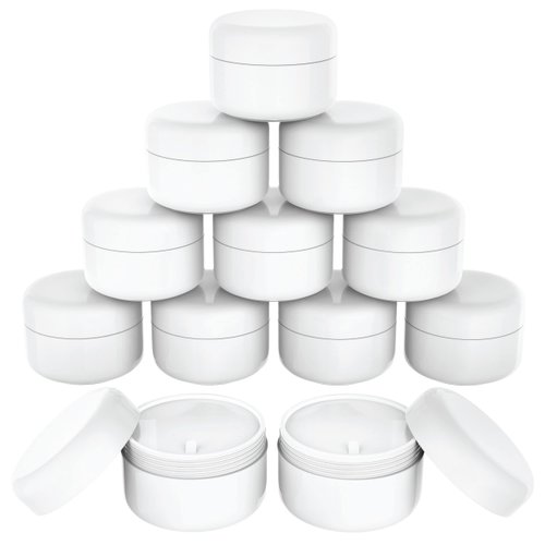Houseables 4 Oz Plastic Containers with Lids, Body Butter Jars, Lotion Container, White, 118 ML/G...