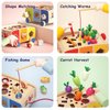 Dailyfunn Montessori Toys for Babies Toddlers Boys Girls1-3 Years Old Multifunctional Pull Toy Fishing Game Carrots Harvest Game Shape Sorter