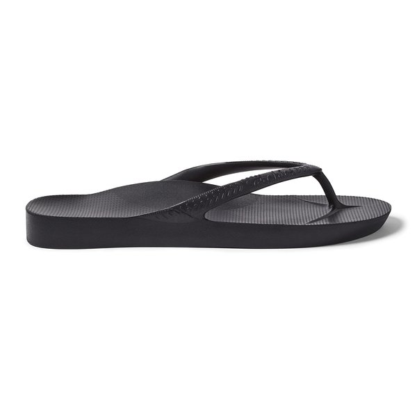 ARCHIES Footwear - Flip Flop Sandals – Offering Great Arch Support and Comfort - Black (Women's US 9/Men's US 8)