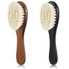 2 Pieces Barber Fade Brush Men Beard Brush Neck Duster Cleaning Brush Soft Beard Brush with Wooden Handle for Barber Hair Cutting Kits (Black, Red)