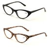 V.W.E. 2 Pairs Deluxe Female Cateye Vintage Reading Glasses Women Readers (1 Black 1 Tortoise, 2.00)