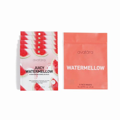 Avatara Juicy Watermellow Facial Mask 5 Sheets, Hydrating Mask, Sheet Masks, Watermelon Extract & Hyaluronic Acid, Face Mask Skincare Beauty Essential, Moisturize & Nourish Dry, Tired Skin, 5 Pack