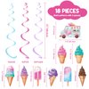WERNNSAI 18PCS Ice Cream Hanging Swirls Party Decorations Summer Ice Cream Party Ceiling Streamers Decor Sweet Ice Cream Party Swirls Supplies for Girls Birthday Baby Shower