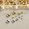 KAAGEE Gold Silver Pearls for Nails 3D Half Round Pearl Nail Charms Punk Nail Pearls for Nail Art Retro Metal Nail Studs Flat Back Pearl Nail Beads Nail Decorations for Nail Art (2 Boxes)