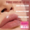 4 Colors Fat Lip Oil Set, Big Brush Head Hydrating Lip Glow Oil Lip Plumper Gloss, Shiny Transparent Lip Gloss Tinted Plumping Lip Oils, Non-sticky Long Lasting Fresh Clear Smooth Lip Care - A