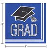 Creative Converting Graduation School Spirit Blue Beverage Napkins, 5"
