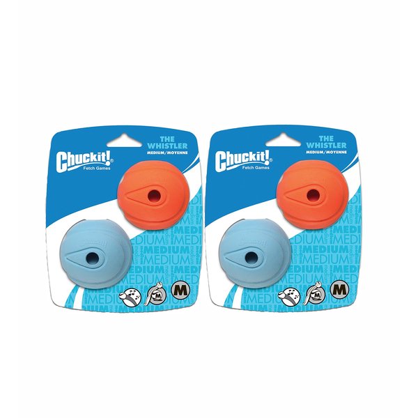 Chuckit! Dog Fetch Toy Whistler Ball Noisy Play Fits Launcher Medium 4 Balls2
