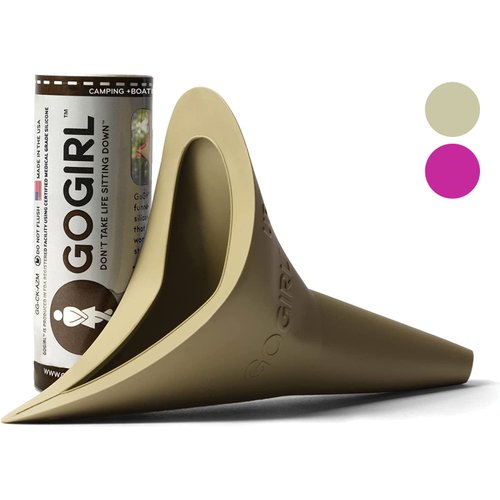 GoGirl Female Urination Device (FUD) - #1 FUD Made in The USA. Pee Standing Up! Portable Female Urinal for Women, Pee Funnel, Soft, Flexible, Reusable, Medical-Grade Silicone - Khaki/Camo