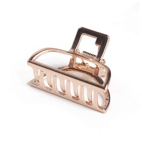 2PCS Small Solid Color Vintage Metal Hair Jaw Clips Hair Clamp Ponytail Holder Hair Claw Hairpin Accessories for Lady Women (Rose gold)