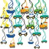 24PCS Construction Hanging Swirl Cruise Party Decorations for Boys Kids Theme Birthday Party Supplies Construction Hanging Spiral Garlands Ceiling Decor (Vehicle)