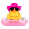 wonuu Pink Car Accessories Rubber Duck Decoration Dashboard Car Ornament with Swim Ring Necklace Mini Cowboy Hat and Sunglasses