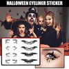 4 Pairs Halloween Eye Shadow Stickers and 4 Pack Skeleton Mouth Temporary Tattoo, 3D Eyeshadow Eyeliner Sticker Waterproof Face Eye Art Decor Sticker for Women Girls Halloween Masquerade Party