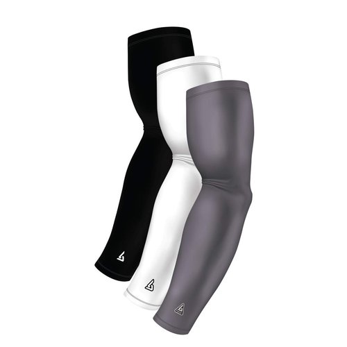 Black White Grey 3 Pack of Arm Sleeves - Gaming Bowling Basketball Football Baseball Sports Sleeve - Mens Youth Womens Arms Compression - Bicep Tendonitis Tennis Elbow Relief Brace For Support