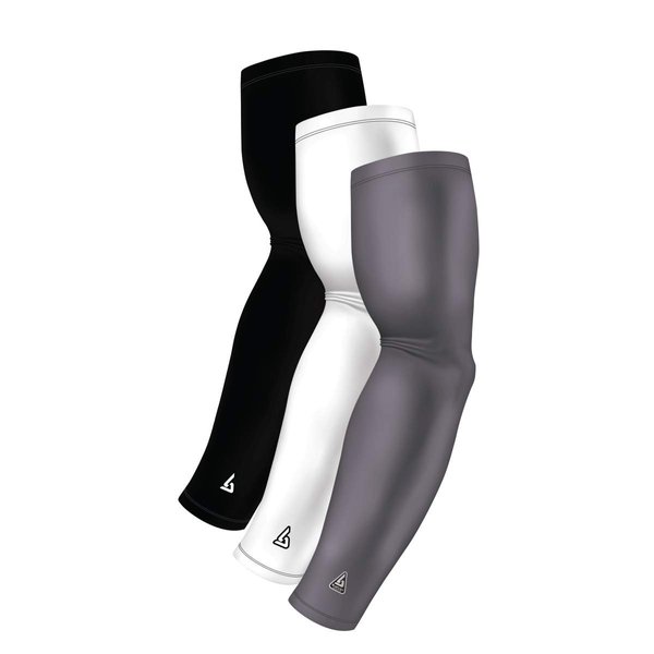 Black White Grey 3 Pack of Arm Sleeves - Gaming Bowling Basketball Football Baseball Sports Sleeve - Mens Youth Womens Arms Compression - Bicep Tendonitis Tennis Elbow Relief Brace For Support