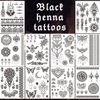 VIWIEU Fake Small Black Henna Temporary Tattoos 10 Pack for Adult Women, Realistic Flower Lace Finger Hand Arm Removable Body Art Stickers Summer Wedding Party Bridal Favors, Long Lasting Waterproof