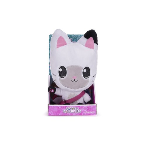 Posh Paws 50105 Gabby's Dollhouse 25cm (10-inches) Pandy Paws Character Soft Plush Toy, White