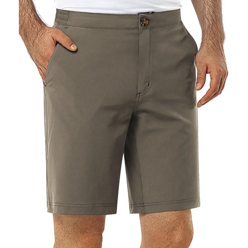 33,000ft Mens Golf Shorts 9 inch Inseam Quick Dry Elastic Waist Classic-Fit Drawstring Dress Shorts Hiking Fishing Business Moss Green