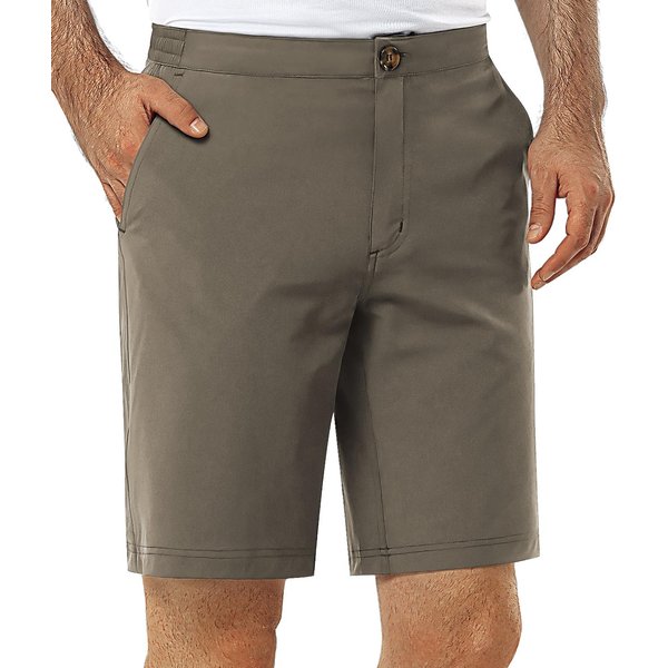 33,000ft Mens Golf Shorts 9 inch Inseam Quick Dry Elastic Waist Classic-Fit Drawstring Dress Shorts Hiking Fishing Business Moss Green
