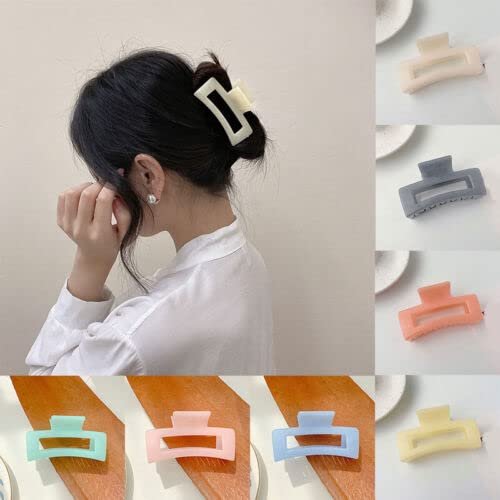 PACTIV 7 Pack Hair Claw Clips for Women Girls, 3.5" Medium Non-slip Hair Clips, Rectangular Claw Hair Clips, Matte Hair Claws Strong Hair Styling Accessories 1 count (Pack of 7) MULTI