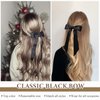 RSWETE 4PCS Hair Bows Hair Clips, Stain Bow Hair Ribbon for Women Girls French Barrette Ponytail Bow Clip Hair Accessories Elegant Cute (White & Black & Pink & Blue)