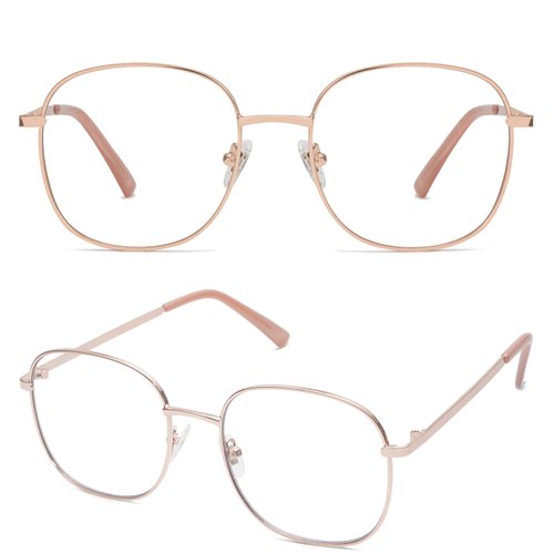 SOJOS Classic Square Blue Light Blocking Glasses for Women Men Stylish Computer Glasses SJ1137, Rose Gold Frame/Anti-Blue Light Lens