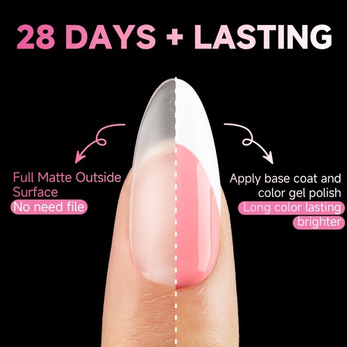UNA GELLA Almond Nail Tips, 504Pcs Almond Gel X Nail Tips, 15 Sizes Full Matte Surface Nail Tips Clear Full Cover Soft Gel Nail Tips for Nail Extension DIY Salon