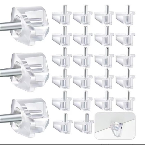 50Pcs Clear 3 mm Shelf Support Peg, Cabinet Shelf Pegs Support Adjustable Shelf Pins, Plastic Replacement Peg Shelf Holder Locking Pins for Kitchen, Shelving, Bookcase