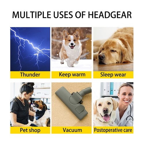 Vokiuler Quiet Ears for Dogs, Cat Dog Hoodies Hat for Noise Block Ear Protection and Recovery, Dogs No Flap Ear Wraps for Anxiety Relief, Calming, Grooming, Neck Ear Warmer (M, Gray)