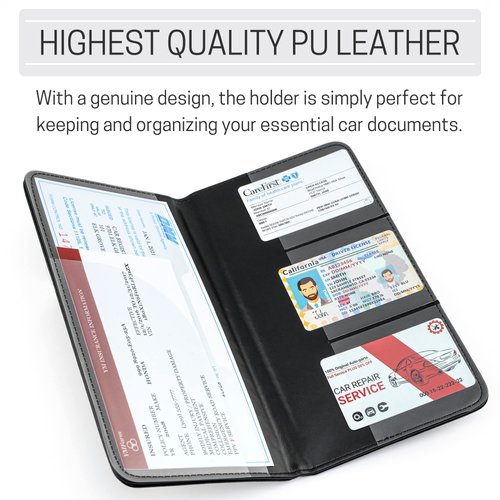 CANOPUS Car Registration and Insurance Holder, Car Document Holder, Vehicle Glove Box Organizer, Wallet for Auto, Motorcycle, Truck, 1 Holder with 2 Sets of EZ Pass Strips, SUV