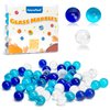 FUTUREPLUSX Marbles Bulk, 75 PCS Glass Marbles Blue Marbles Set Ocean Theme for Kids Marble Run Games Fillers Aquarium Pebbles
