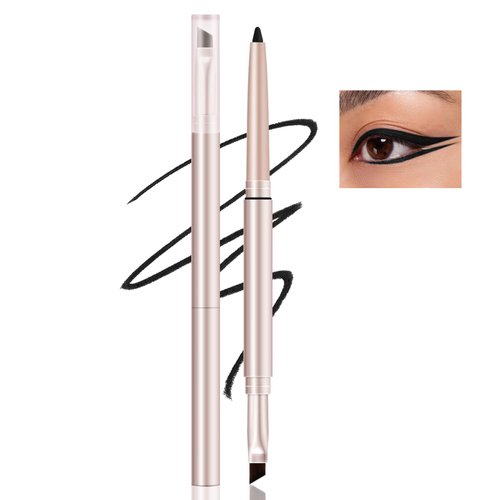 GEUUFEA Gel Eyeliner Pen, Precision Eye Pencil, Retractable Waterproof Eyeliner Pencil, Built-In Smudger, 1.5mm Ultra-Fine Tip, Define the Eyeliner with Precision