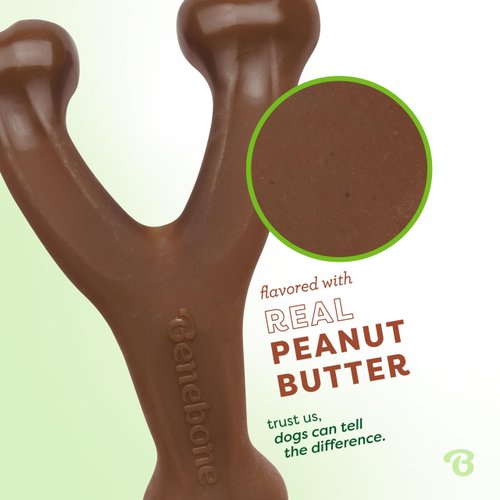 Benebone Indestructible Wishbone Dog Chew Toy for Aggressive Chewers, Long Lasting Tough Boredom Breaker for Dogs, Real Peanut Flavour, For Medium Dogs, Made in the USA.