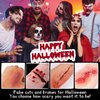 CHASPA Halloween Liquid Latex Special Effects SFX Makeup Kit - Scar Wax + 2 Btl Liquid Latex + 2 Btl Fake Blood + Spatula Tool + 2Pcs Stipple Sponge + 4Pcs Makeup Sponges + Cotton Swabs