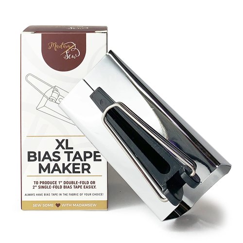 Madam Sew XL Bias Tape Maker, 50mm Single and Double Fold Bias Tape Binding Tool for Quilting Makes Coordinating Quilt Seam Binding – Transform Any Fabric into Quilt Binding Bias Tape for Sewing