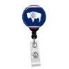 Wyoming State Flag Retractable Badge Reel - ID Card Name Tag Custom Badge Holder (Black Badge Reel with Spring Pinch Clip)