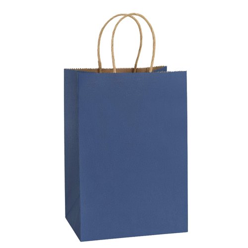 BagDream Kraft Paper Bags 25Pcs 5.25x3x8 Inches Small Paper Gift Bags Shopping Bags, Kraft Bags, Party Bags, Navy Blue Paper Bags with Handles