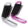 Sliverdew Travel Hair Brush, 2 Pieces, Folding Hair Brush with Mirror, Compact Hair Comb, Portable, Collapsible Pocket Brush, Small, for Women, Silver & Purple