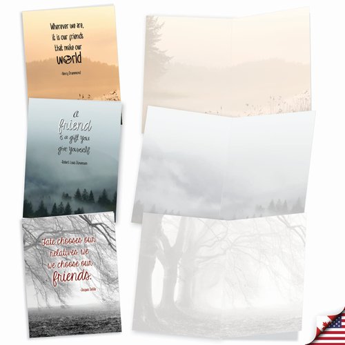 The Best Card Company - 10 Assorted Blank Notecards Box Set 4 x 5.12 Inch w/Envelopes Inspirational, Friendship Quotes for Men, Women Variety Pack (10 Designs, 1 Each) - Friendly Words M6618OCB