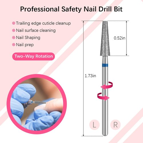 Rolybag Cuticle Nail Drill Bits Tapered Shape Cuticle Drill Bit for Nail Drill Bit 3/32” Professional Safety Cuticle Clean Drill for Electric Remove Cuticle Dead Skin Manicure Tools (Medium)