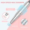 Portable Nail Drill Professional 35000 RPM, MOCOWIND Rechargeable Electric Nail File Machine E File for Acrylic Nails Gel Polishing Removing, Cordless Efile with Bits Kit for Manicure Salon Home, Pink