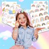 96 PCS Pastel Rainbow Temporary Tattoos Sticker Boho Rainbow Birthday Party Decorations Favors Supplies Decor Gifts Boys Girls Baby Shower Cute Fake Tattoo School Reward Themed