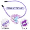 Doneace Butterfly Headband Purple Sparkly Hair Bands for Women Girls Cute Glitter Hair Hoop Hair Accessories Costume Headdress for Holiday Birthday Decoration Party Supplies Gift 1PCS