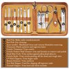 FAMILIFE Manicure Set, Nail Professional Kit Manicure Kit Nail Clipper Set, 13PCS Stainless Steel Nail Care Kit Pedicure Set Mens Grooming Kit, Mens Manicure Set with Brown Leather Travel Case for Men
