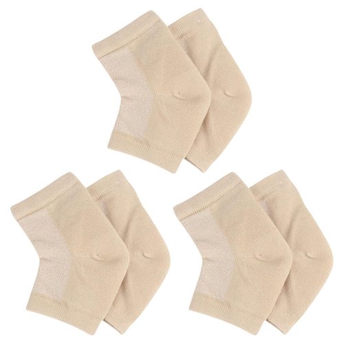 Snadulor 3 Pairs Moisturizing Feet Sleeve Gel Heel Socks for Dry Cracked Heels,Spa Gel Socks,Open Toe Socks for Men Women,Nude