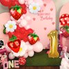 NANAGALI 7Pcs Berry First Party Decorations, 40" Gold One Balloon for First Birthday Decorations Sweet One Strawberry 1st Berry First Birthday Decor Foil Helium Balloons for Girls