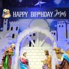 Happy Birthday Jesus Banner,Christmas Birthday Banner for Christmas Jesus’s Birthday Party Decorations,Yard Backdrop of Happy Bday Jesus God Party Decor (118” x 19.6”)