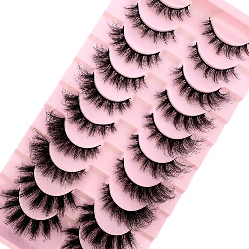 New Mix 10Pairs Natural Long Lashes 5D Fluffy Cat Eye Lashes Wispy Volume And Soft False Eyelashes Makeup Extensions Fake Lashes (10PairsMix-510)