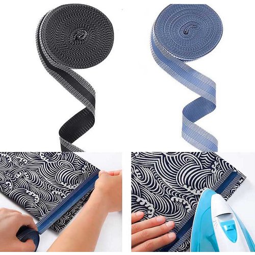 Iron-on Hem Clothing Tape 2 Rolls Adhesive Hem Tape 1 Inch x 5.5 Yards Pants Fabric Tape No Sew Iron on Hemming Tape Fabric Fusing Tape Roll for Sewing Pants Dress Jeans Trousers Clothes, 2 Colors